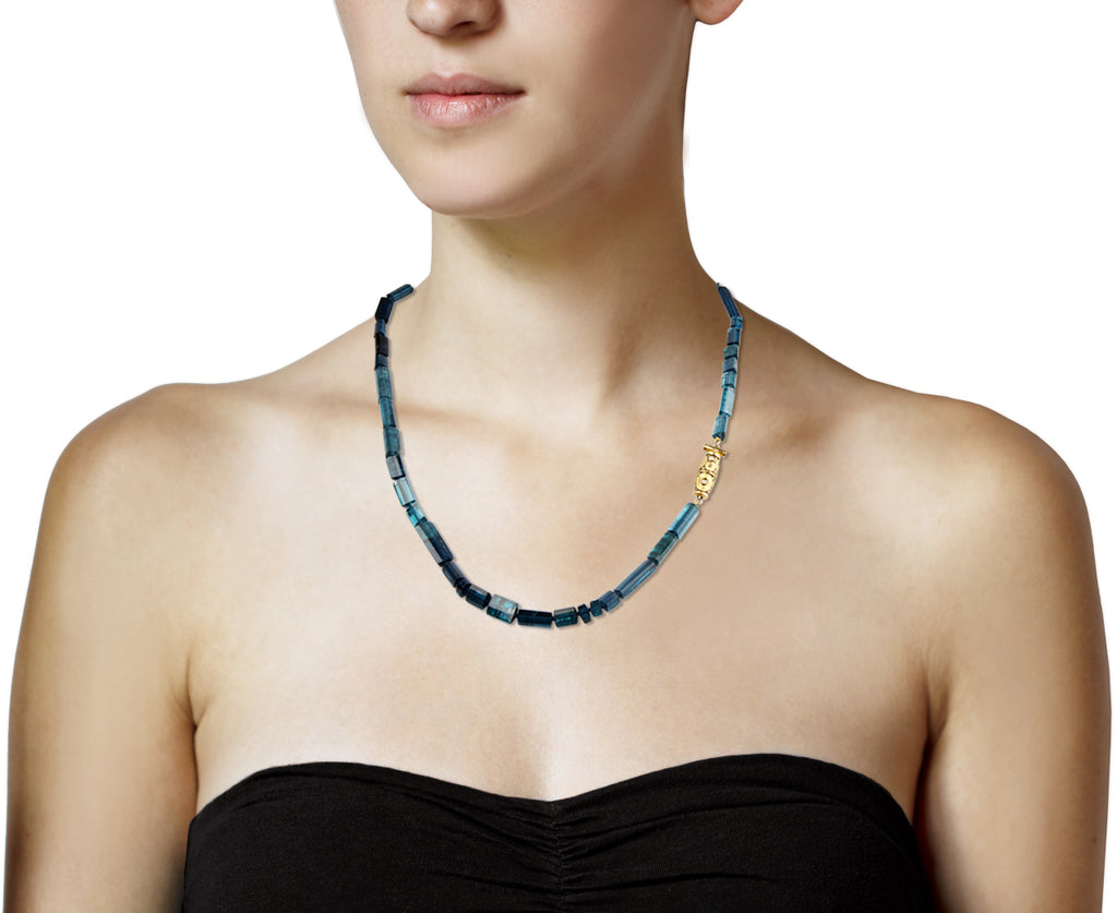 Blue Tourmaline Orchard Clasp Necklace