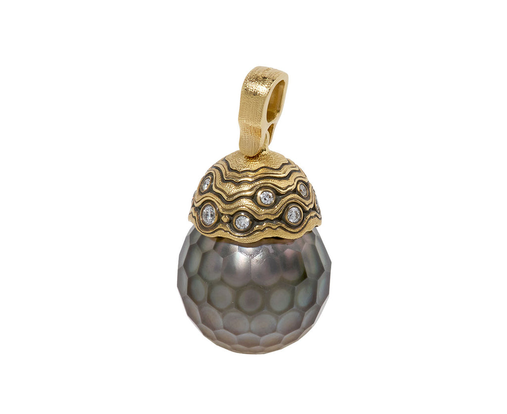 Diamond Capped Tahitian Pearl Pendant ONLY