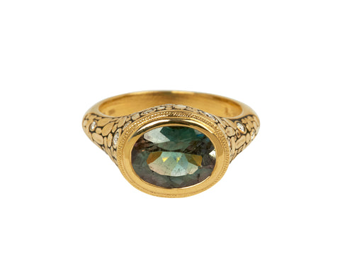Bi-Color Tourmaline and Diamond Mosaic Ring