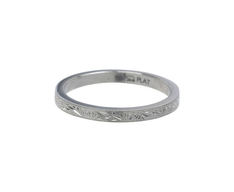 Platinum Hazel Engraved Band