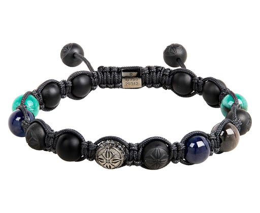 Onyx, Sapphire And Emerald Bead Bracelet