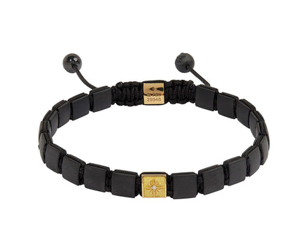 Black Ceramic Diamond Square Bead Bracelet