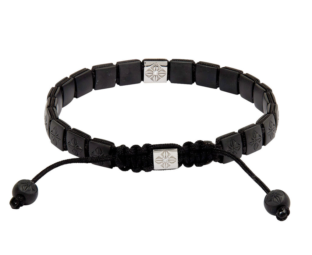 Ceramic and Gold Square Lock Bead Bracelet