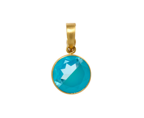 Blue Topaz and Sea Blue Chalcedony Fused Gem Pendant ONLY