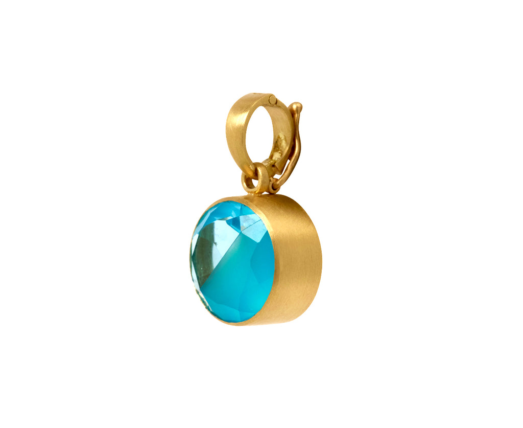 Blue Topaz and Sea Blue Chalcedony Fused Gem Pendant ONLY