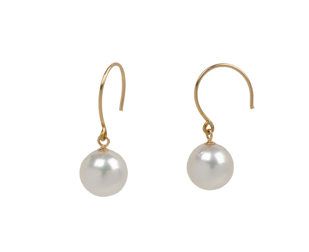 Shinkai Akoya Round Pearl Earrings - Side View
