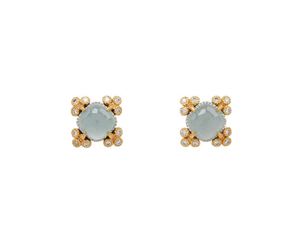 Aquamarine and Diamond Spread Stud Earrings