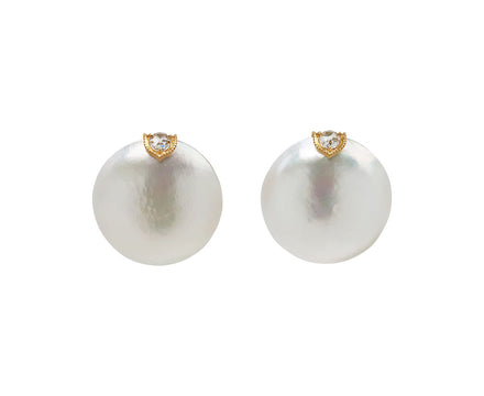 Diamond and Mabe Pearl Earrings
