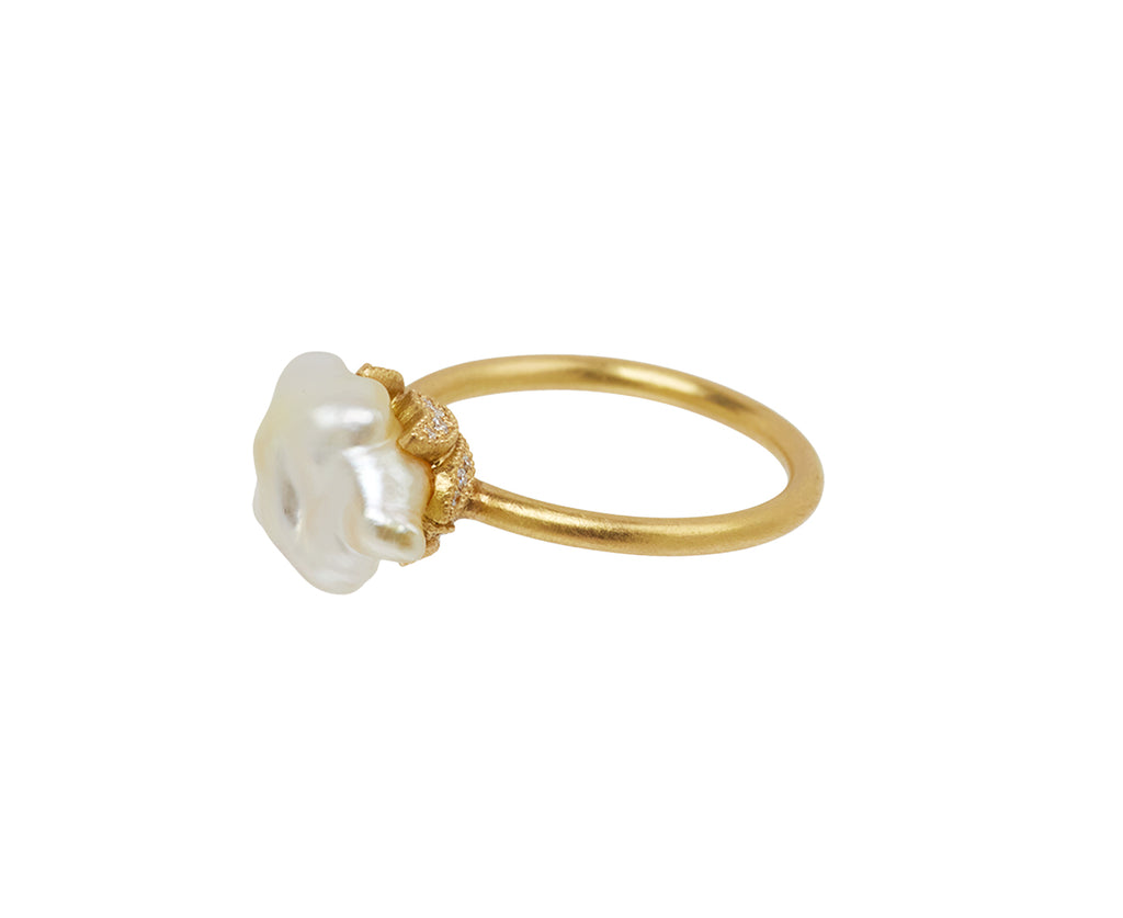 White South Sea Pearl and Diamond Coronet Ring