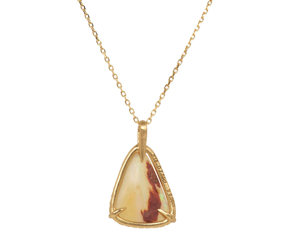 Wood Opal and Diamond Pendant Necklace
