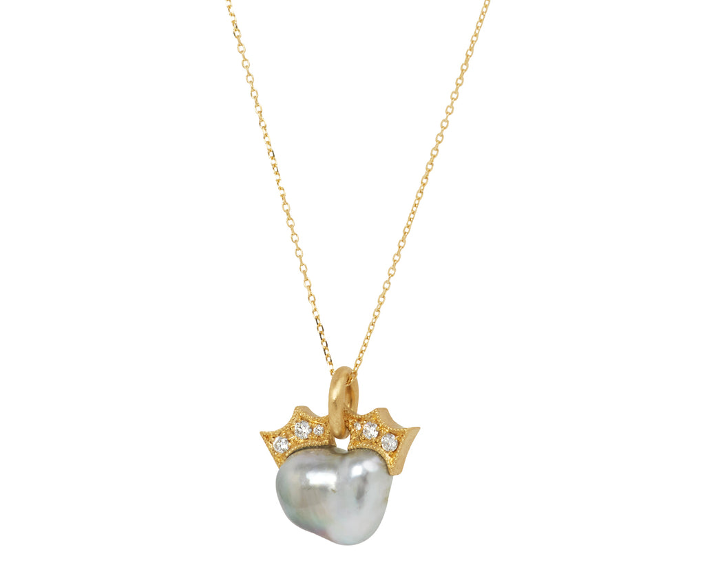Gray South Sea Pearl and Diamond Coronet Pendant Necklace