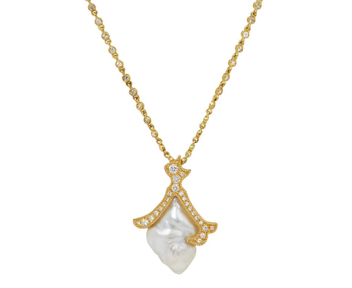 South Sea Pearl and Diamond Coronet Pendant Necklace