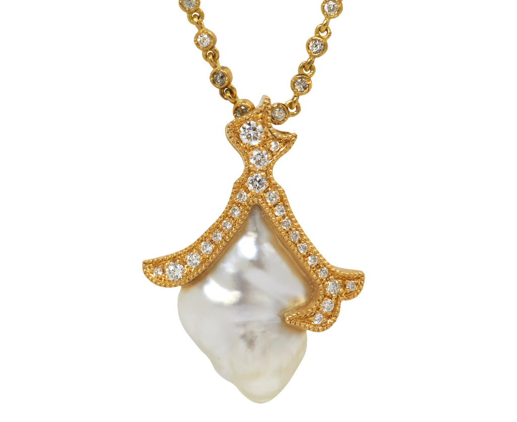 South Sea Pearl and Diamond Coronet Pendant Necklace
