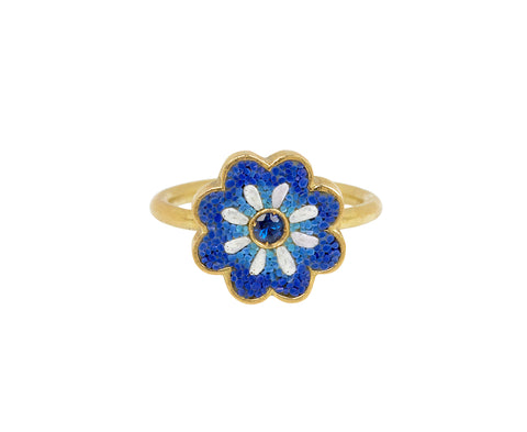 Blue Micromosaic Flower Ring
