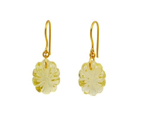 Lemon Quartz Carnival Bubble Cut Drill & Loop Drop Earrings
