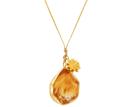 Citrine and Small Sunflower Metamorphic Amulet Necklace