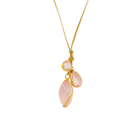 Rose Quartz Carnival Triple Colette Pendant Necklace