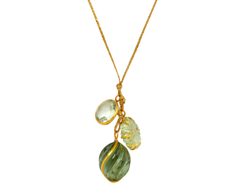 Green Amethyst Triple Colette Pendant Necklace