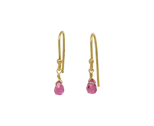 Tiny Pink Tourmaline Anemone Drop Earrings