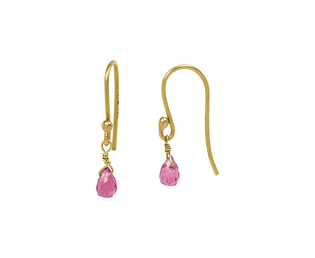 Tiny Pink Tourmaline Anemone Drop Earrings