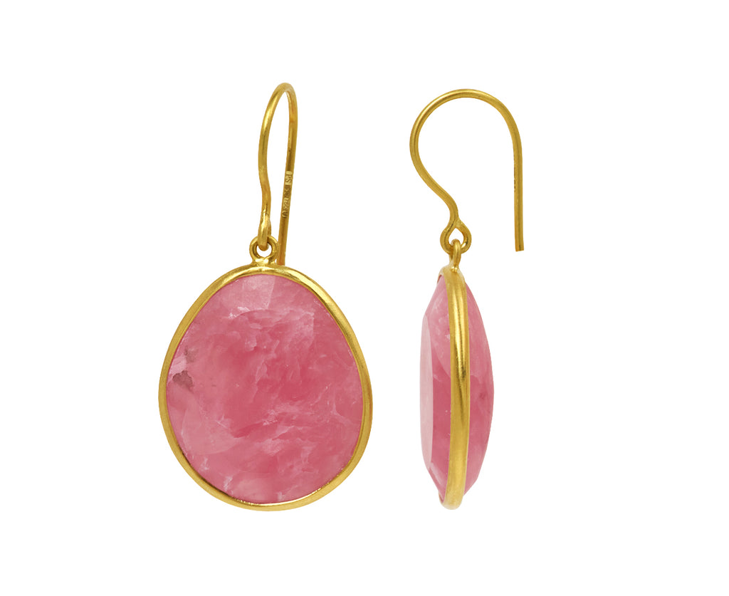 Large Rhodochrosite Anemone Single Drop Earrings