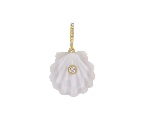 Small Pale Lavender Agate Shell Pendant ONLY