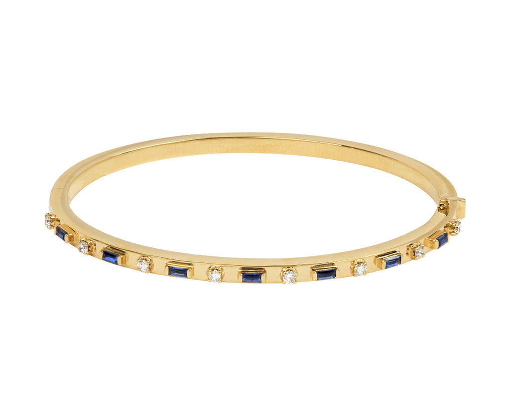 Diamond and Blue Sapphire Bangle Bracelet