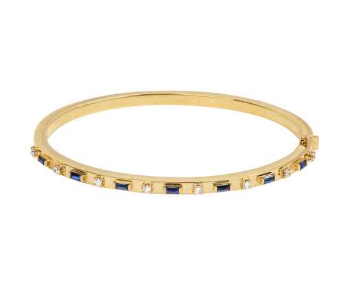 Diamond and Blue Sapphire Bangle Bracelet