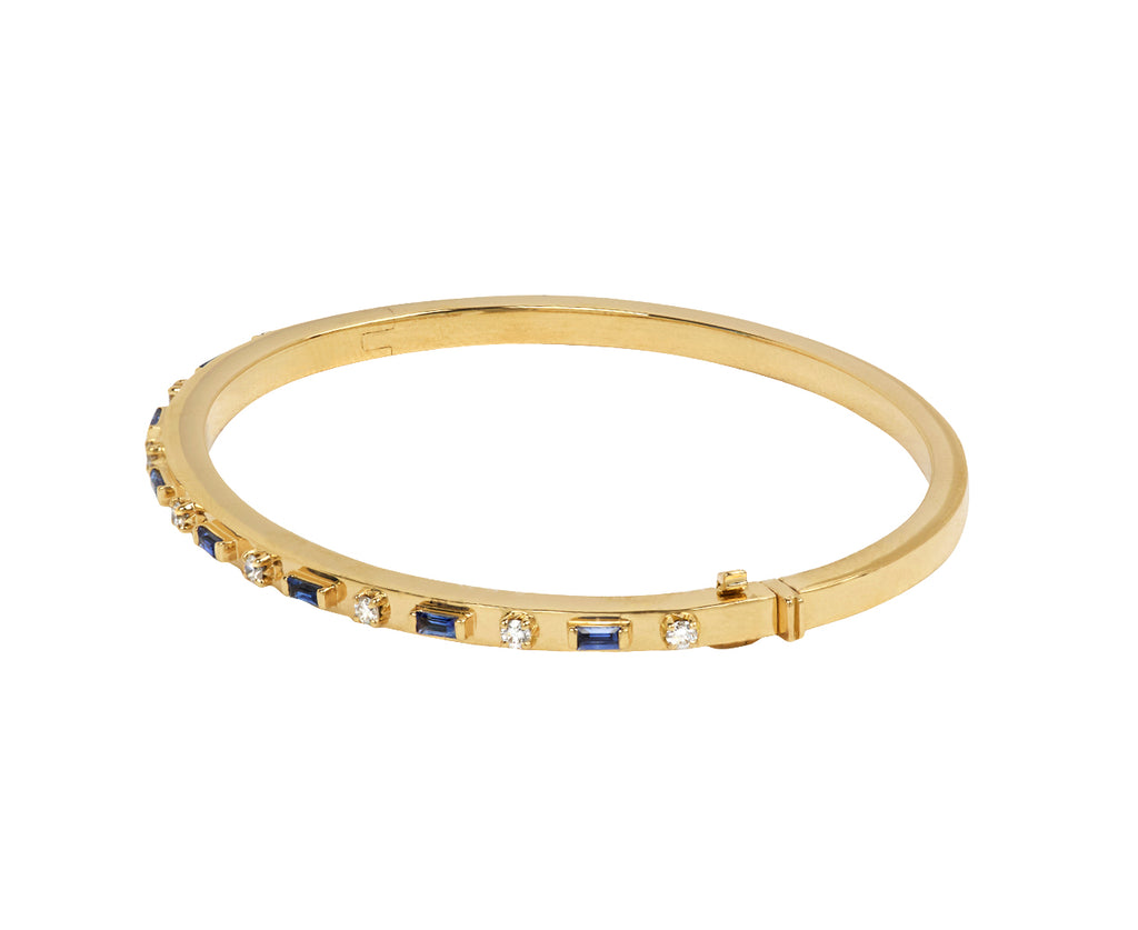 Diamond and Blue Sapphire Bangle Bracelet