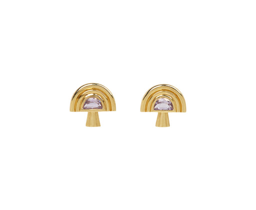 Amethyst Mushroom Stud Earrings