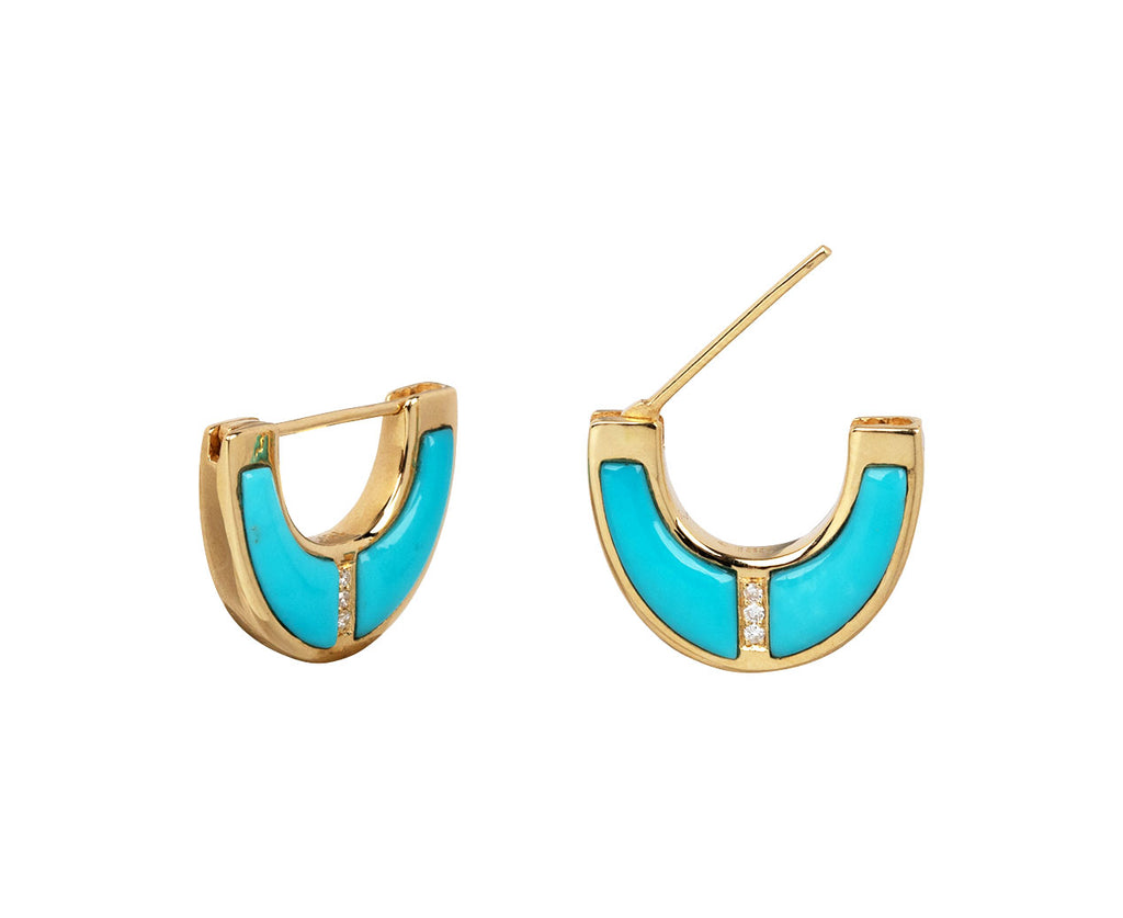Turquoise Capri Inlay Huggie Hoop Earrings