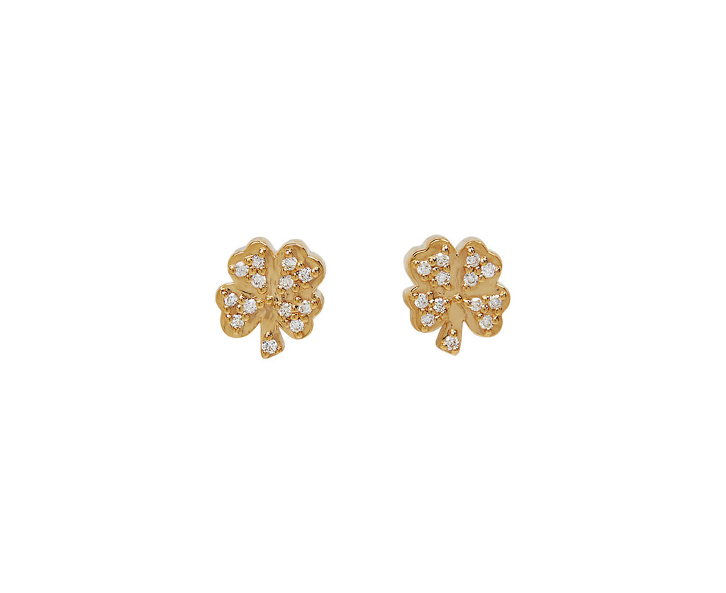 Diamond Clover Stud Earrings
