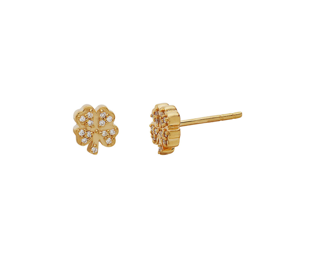 Diamond Clover Stud Earrings