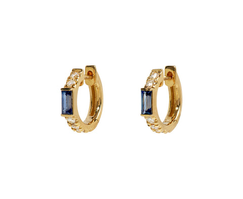 Sapphire and Diamond Hoop Earrings