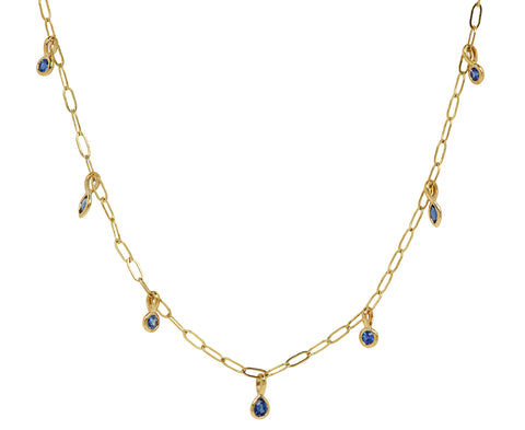 Blue Sapphire Drop Chain Necklace