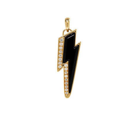 Black Onyx and Diamond Ziggy Bolt Pendant ONLY