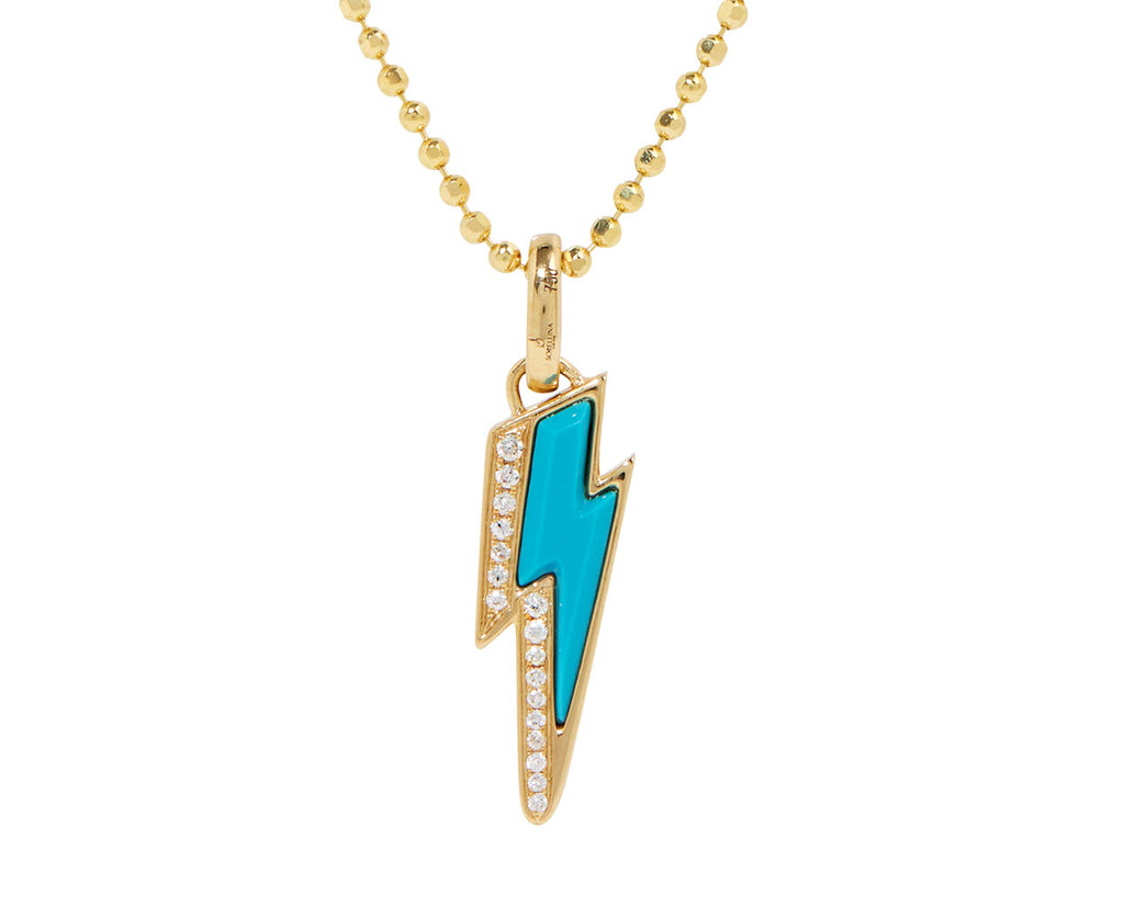 Turquoise and Diamond Mini Ziggy Bolt Pendant ONLY