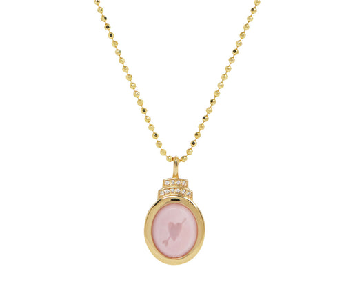 Pink Opal Signet Heart Motif Pendant Necklace