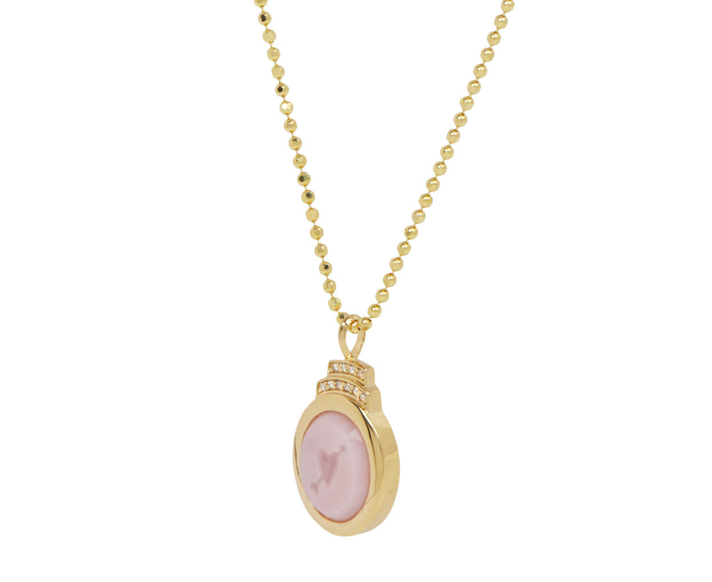 Pink Opal Signet Heart Motif Pendant Necklace