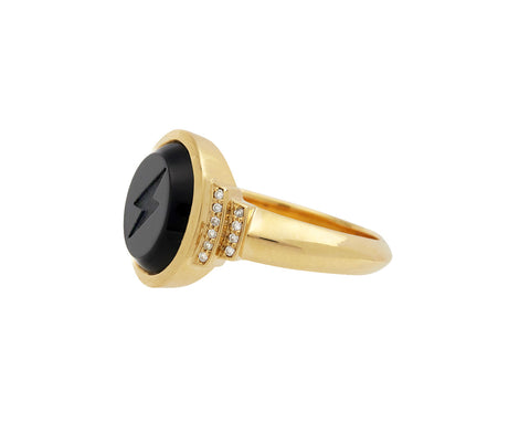 Lightning Bolt Black Onyx Signet Ring