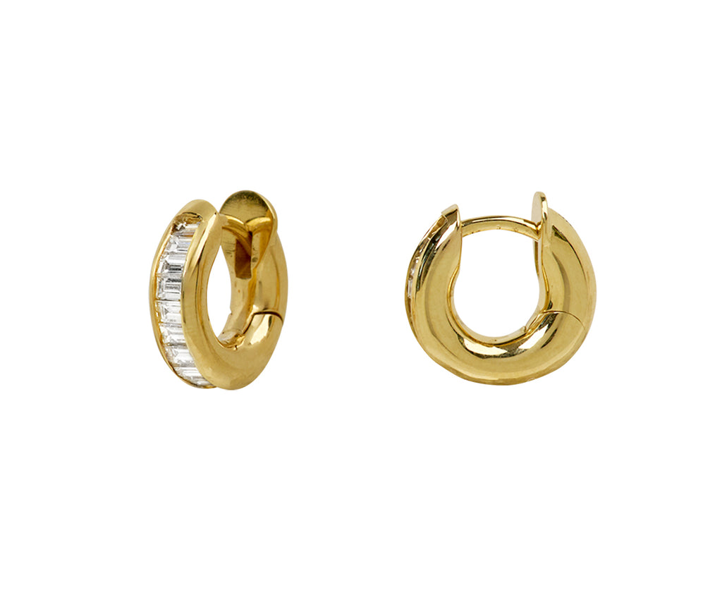 Spinelli Kilcollin Baguette Diamond Mini Macro Hoop Earrings Side