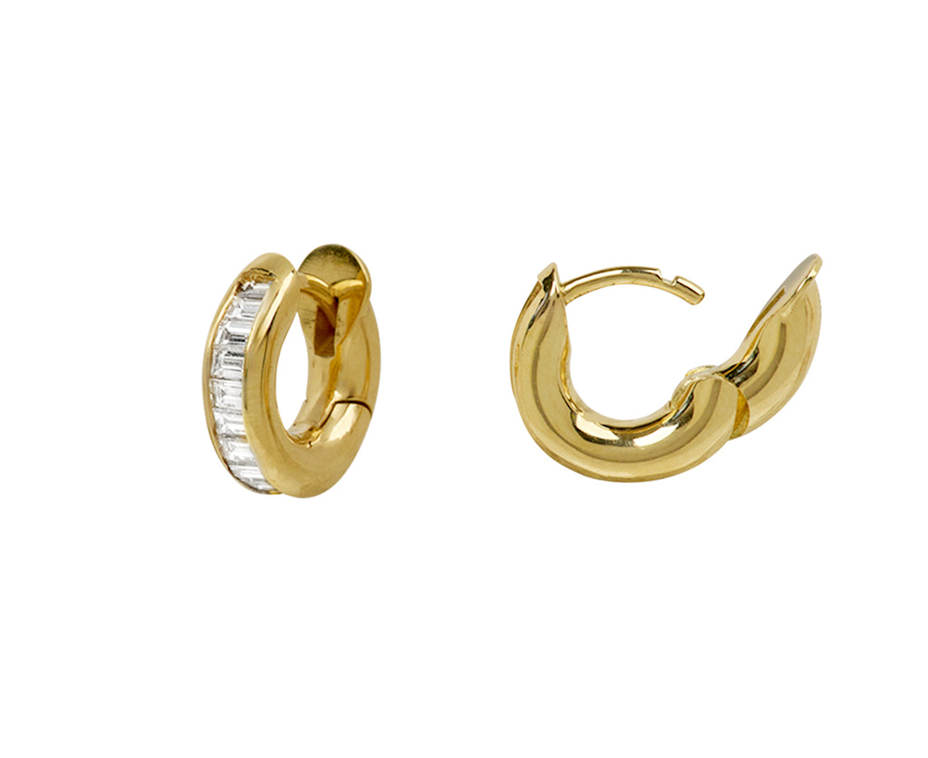 Baguette Diamond Mini Macro Hoop Earrings