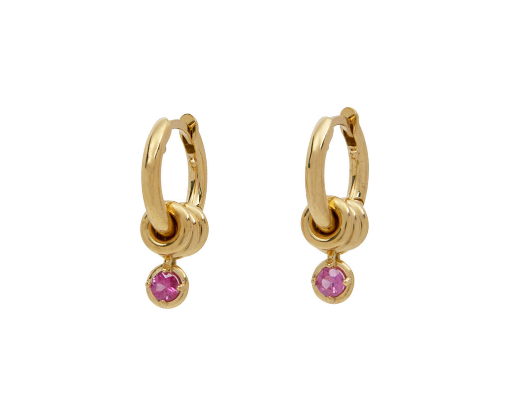Zahra Pink Sapphire Drop Hoop Earrings - TWISTonline