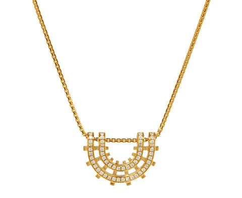 Railroad Pavé Arc Pendant Necklace - TWISTonline