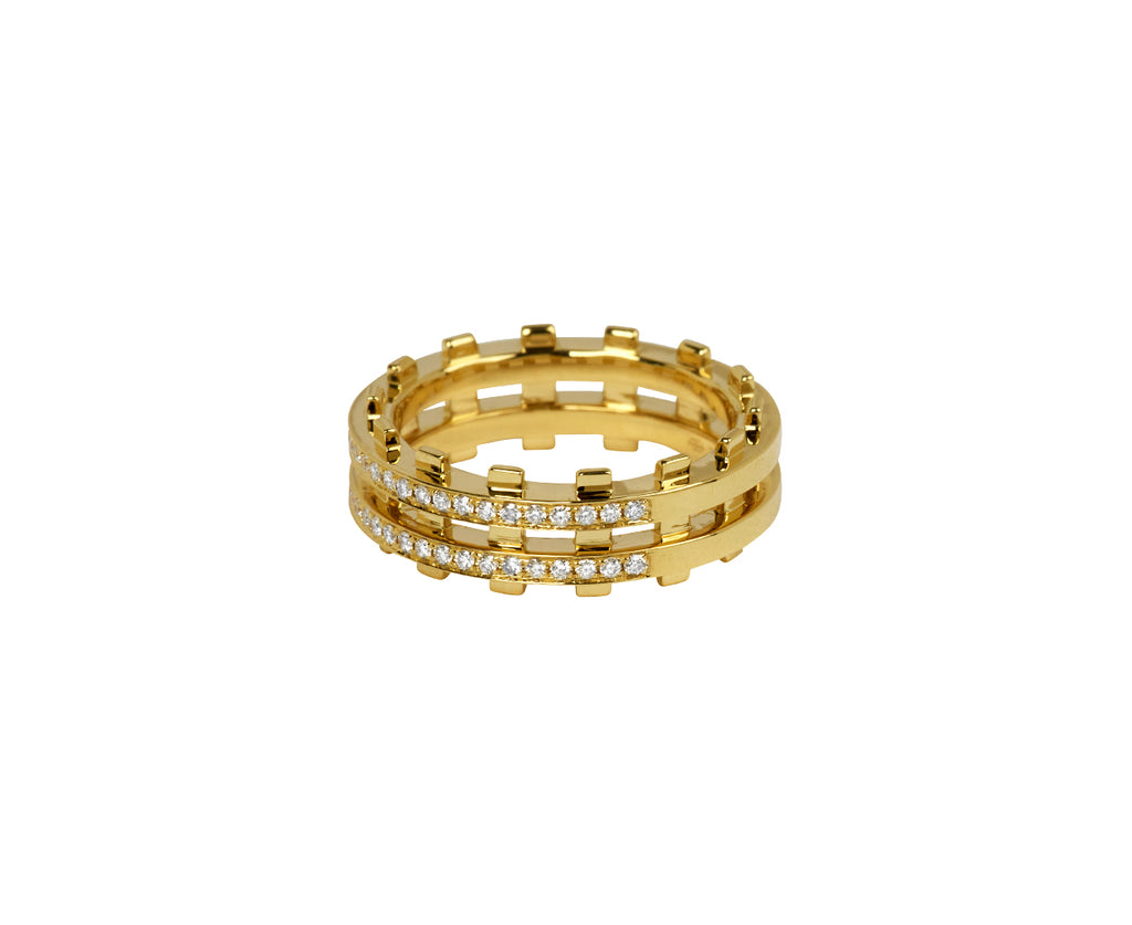 State Property Pavé Diamond Railroad Ring Side view