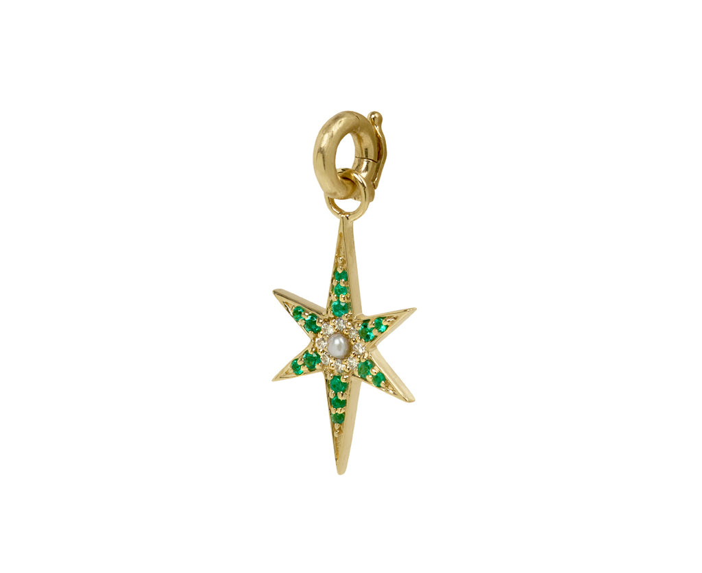 Pearl, Diamond and Emerald Star Stella Charm Pendant ONLY