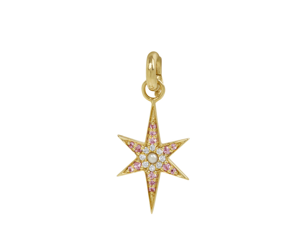 Storrow Pink Sapphire, Diamond and Pearl Star Stella Charm Pendant