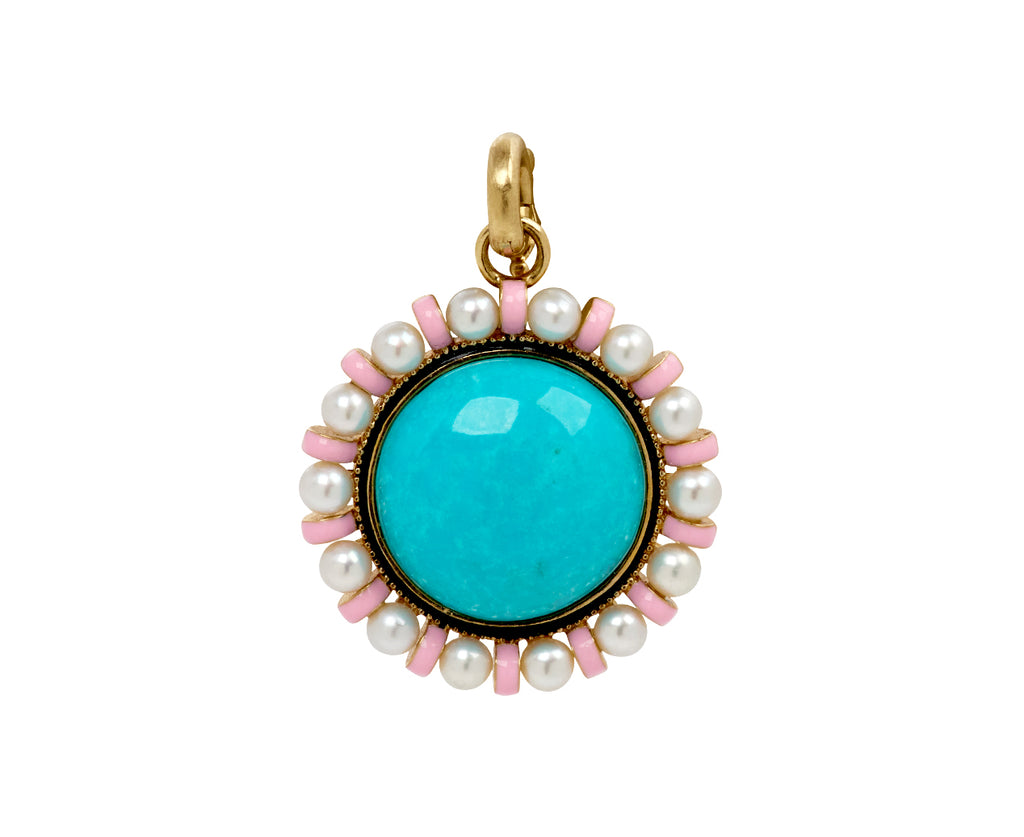 Turquoise and Pearl Libby Charm Pendant ONLY