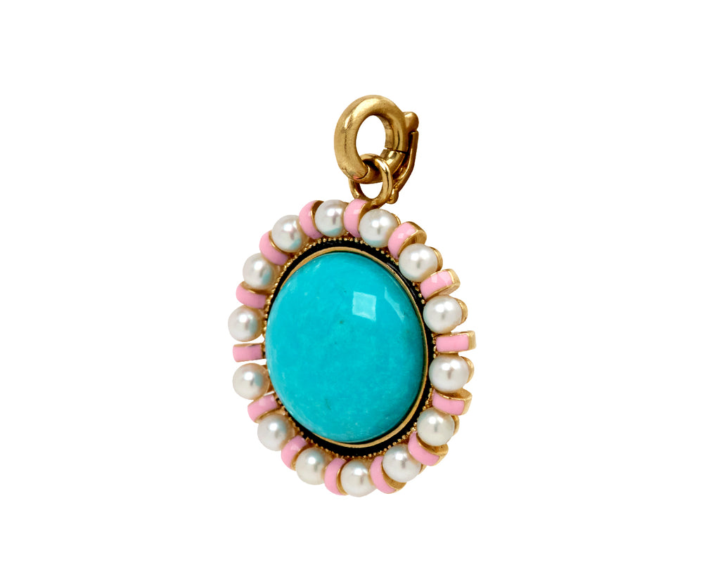 Turquoise and Pearl Libby Charm Pendant ONLY
