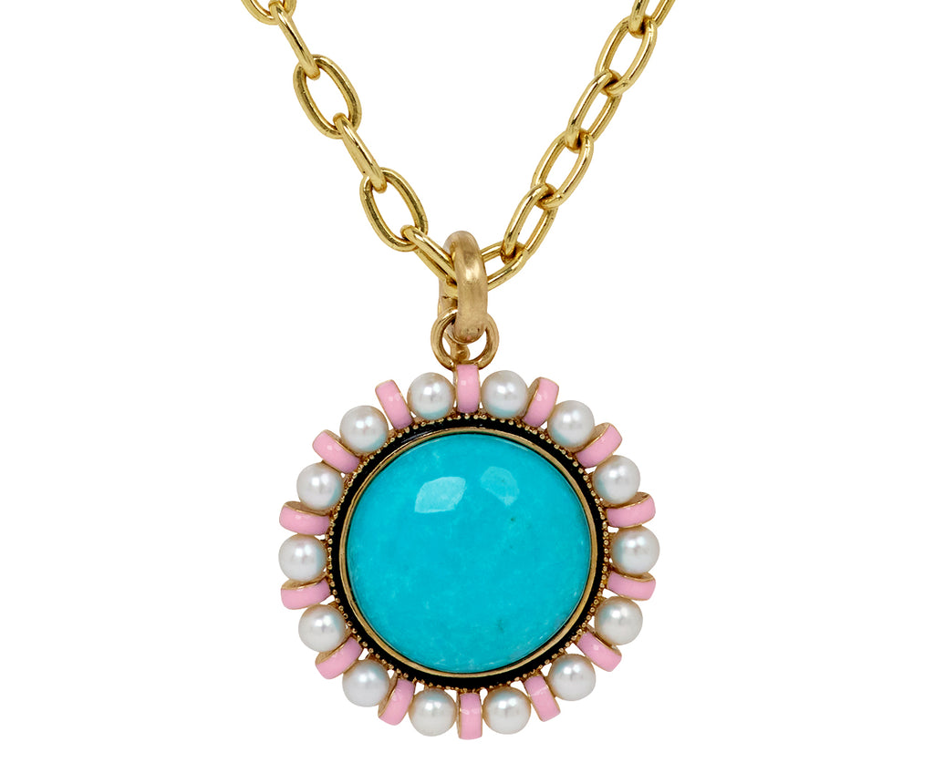 Turquoise and Pearl Libby Charm Pendant ONLY